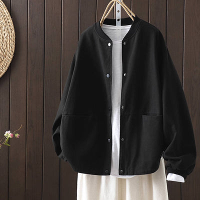 Fashionable Denim Stand Collar Plus Size Jacket Coat