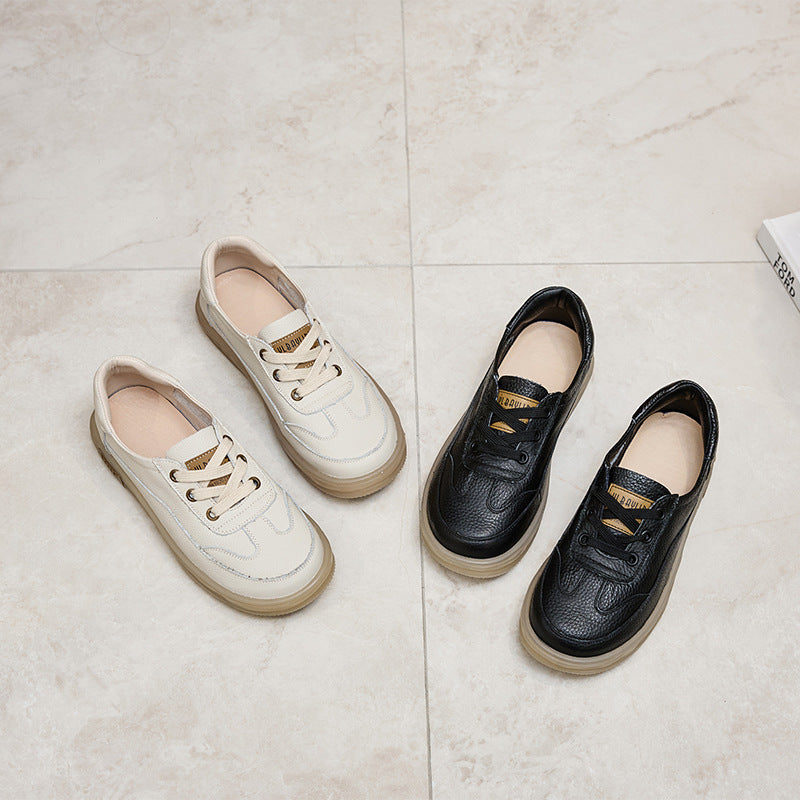 Genuine Leather Round Toe Shallow Casual Comfortable Flat Shoes