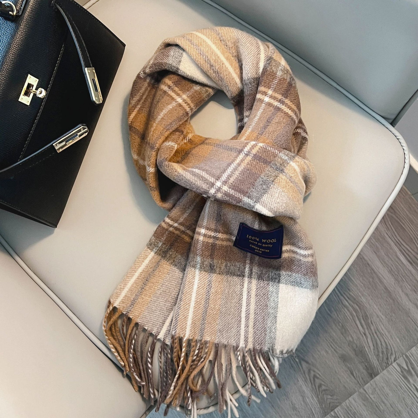 Winter Cashmere Blend Classic Plaid Warm Scarf