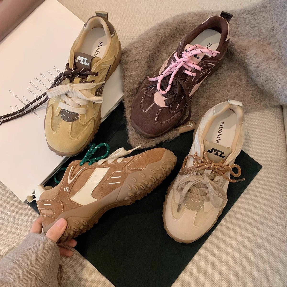 Autumn Fashion Leather Sueded Patchwork Casual Sneakers