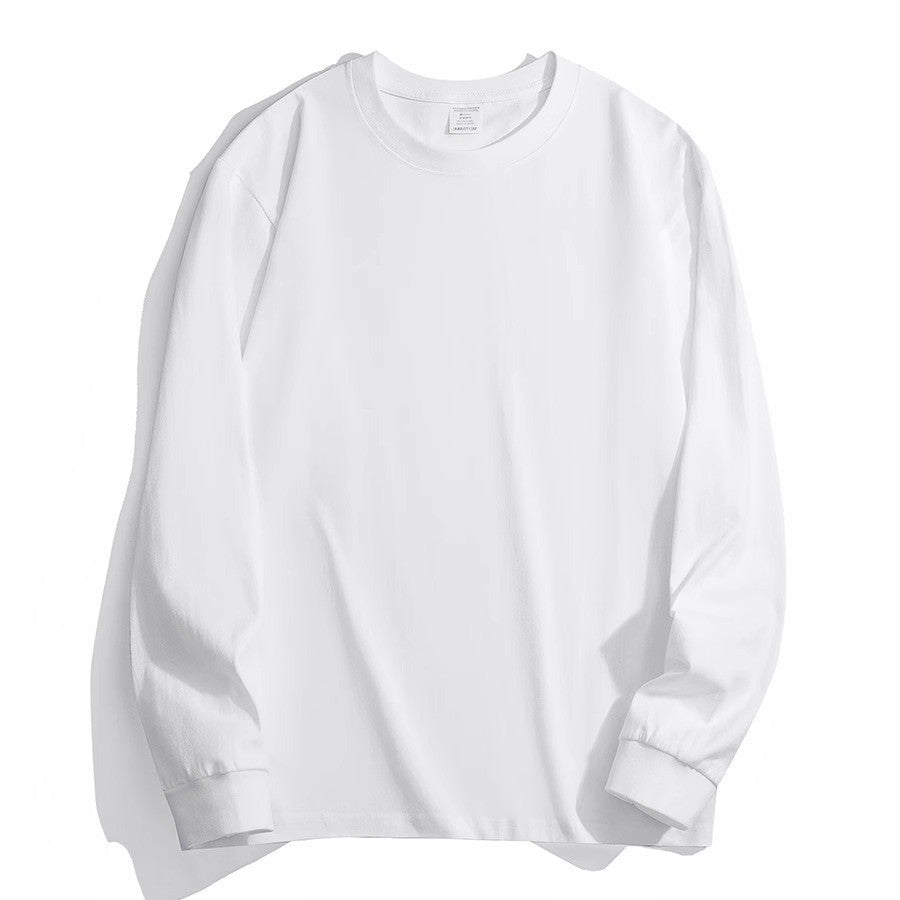 100% Cotton Solid Color High Quality Round Neck Long Sleeves Tops