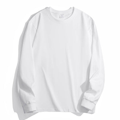 100% Cotton Solid Color High Quality Round Neck Long Sleeves Tops