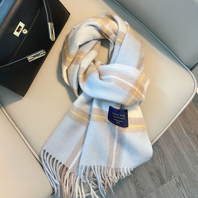 Winter Cashmere Blend Classic Plaid Warm Scarf