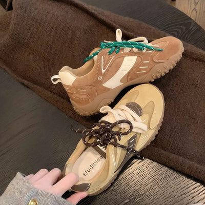 Autumn Fashion Leather Sueded Patchwork Casual Sneakers