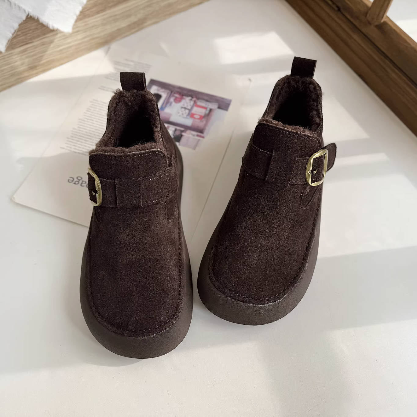 Winter Sueded Platform Fleece-Lined Warm Flat Shoes