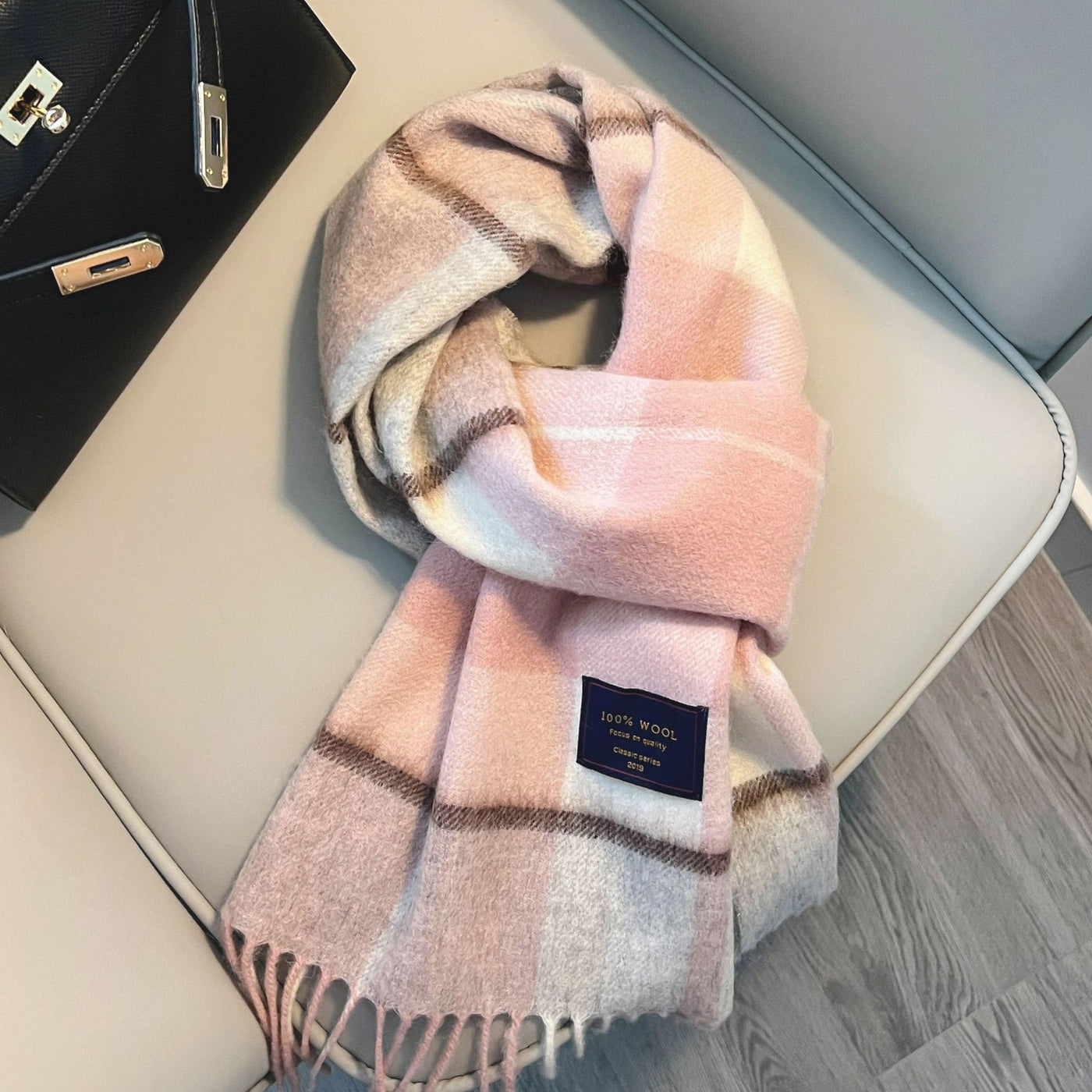 Winter Cashmere Blend Classic Plaid Warm Scarf