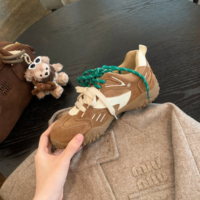 Autumn Fashion Leather Sueded Patchwork Casual Sneakers