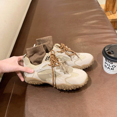 Autumn Fashion Leather Sueded Patchwork Casual Sneakers