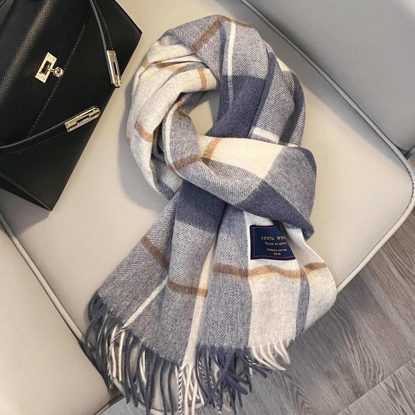 Winter Cashmere Blend Classic Plaid Warm Scarf