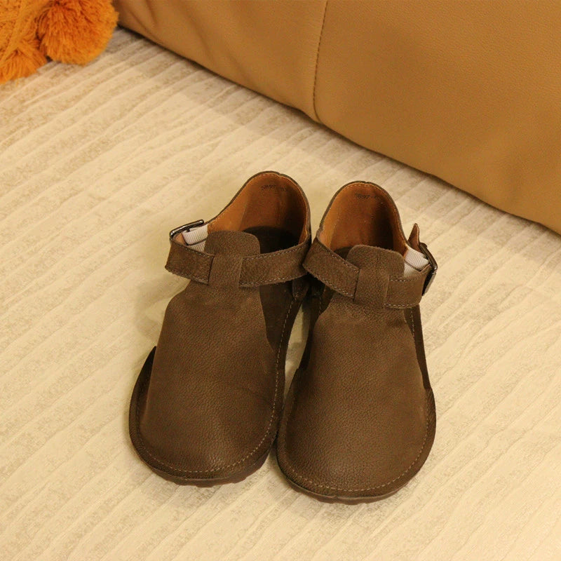 Women Casual Genuine Leather Hollow Soft Sole Closed Toe Sandals