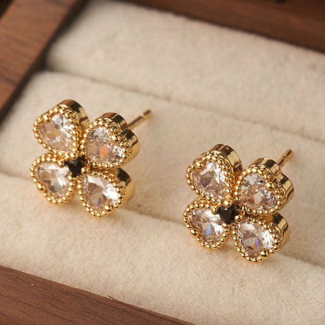 Babakud Retro Elegant Zircon Flowers Earrings