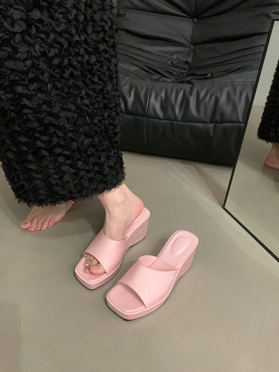 Women Summer Casual PU Platform Open Toe High Heel Shoes