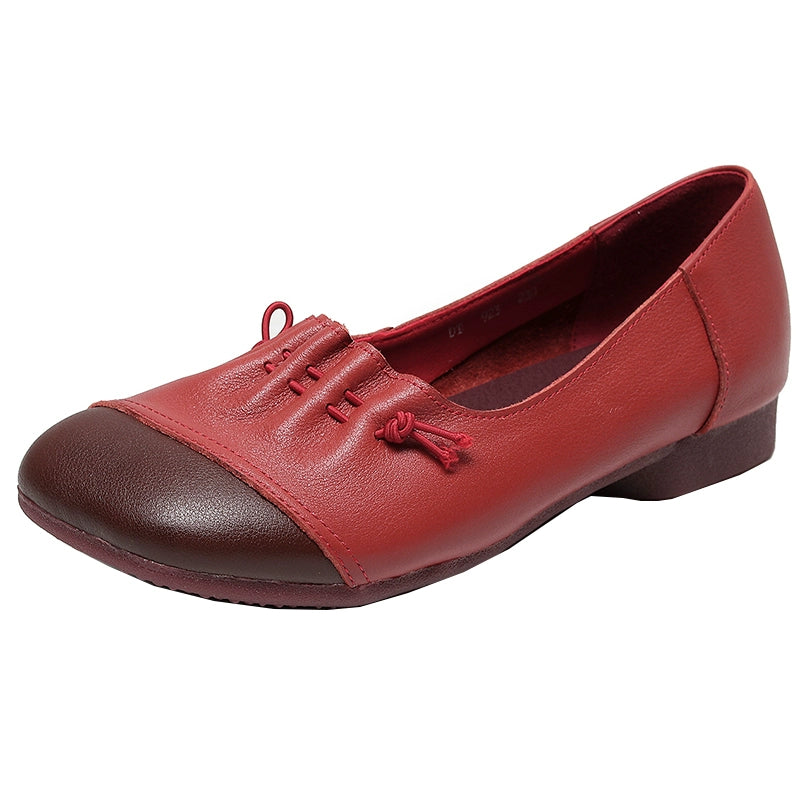 Babakud Women Spring Ethnic Style Handmade Genuine Leather Flat Shoes