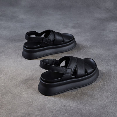 Babakud Summer Sheepskin Soft Platform Sole Velcro Sandals