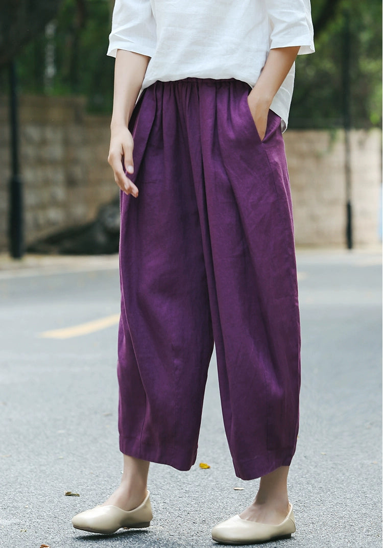 Autumn Retro Linen Casual Loose Versatile Cropped Pants