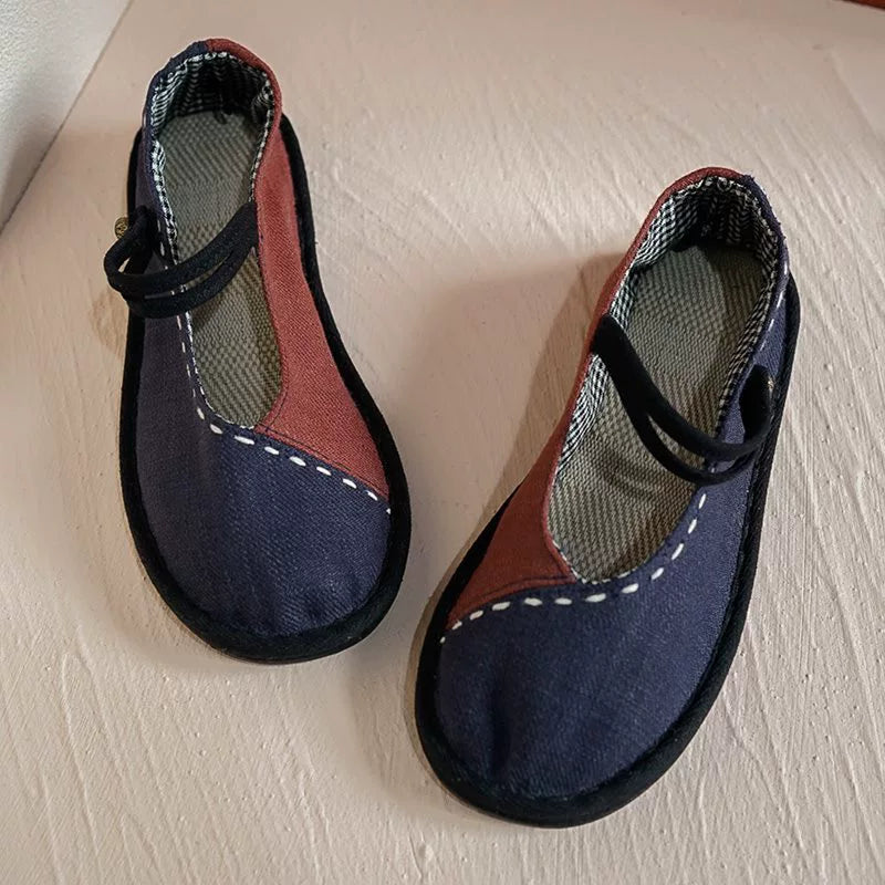 Comfortable Contrast Color Flat Cloth Casual Shoes for Women
