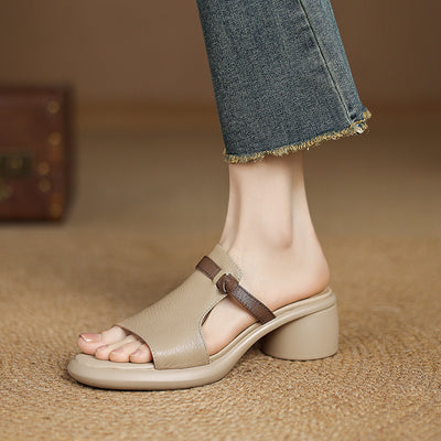 Babakud Summer Sheepskin Leather Open Toe Cut Out Sandals