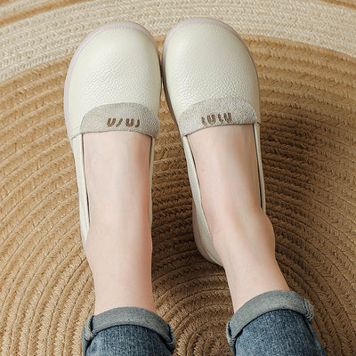 Babakud Retro Leather Casual Soft Flat Sole Slip-Ons Flats Shoes