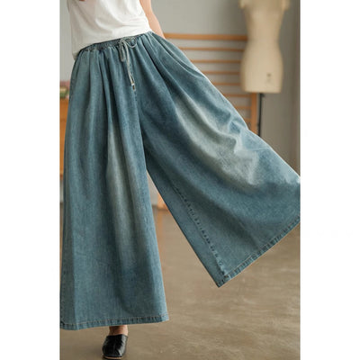 Autumn Retro Denim Casual Loose Plus Size Elastic Waist Jeans