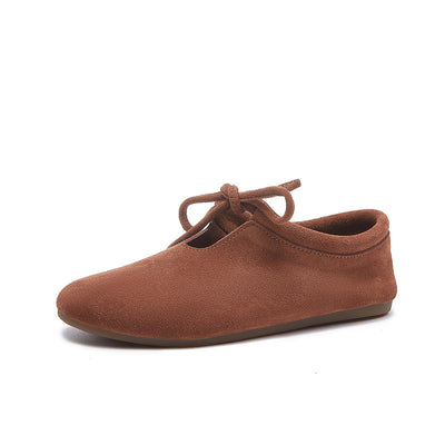 Babakud Women Genuine Leather Plus Size Lace Up Slip-Ons