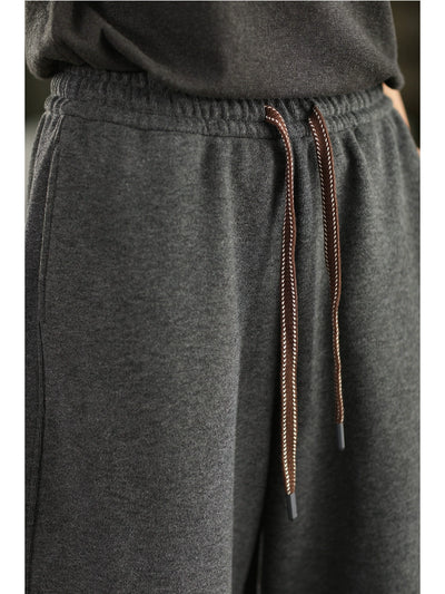 Autumn Casual Cotton Knitted Loose Elastic Waist Lace-Up Pants