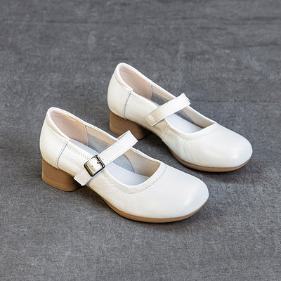 Women Genuine Leather Summer Chunky One Straped Sandals