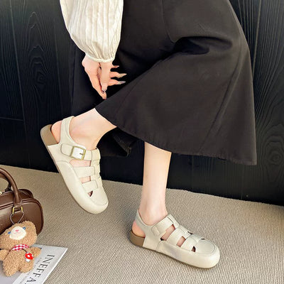 Babakud Summer Retro Sueded Casual Cut Out Soft Flat Sole Shoes