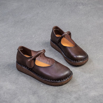 Vintage Top Genuine Leather Shallow Soft Flat Sole Sandals