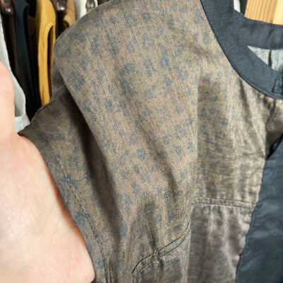 Summer Retro Ramie Patchwork Round Neck Sleeveless Dress