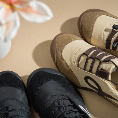 Autumn Retro Casual Leather Patchwork Flat Sole Sports Shoes