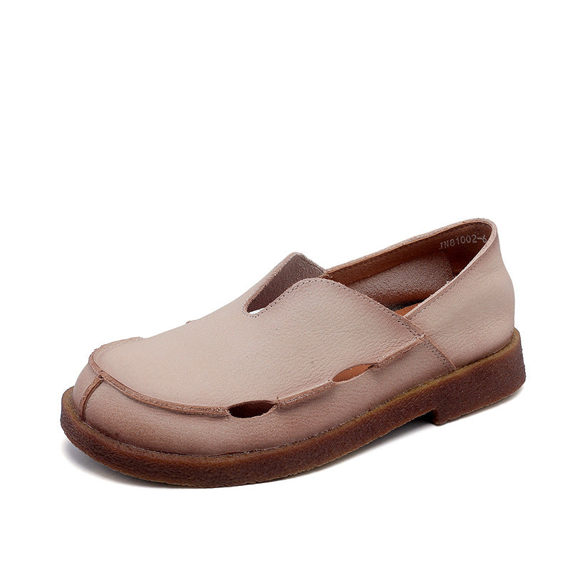 Babakud Retro Soft Comfy Minimalist Low Heel Leather Slip-Ons