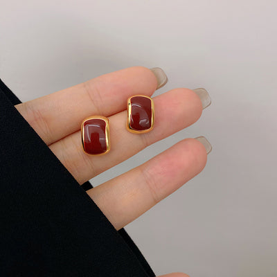 Babakud Retro Red Stylish Stud Earrings