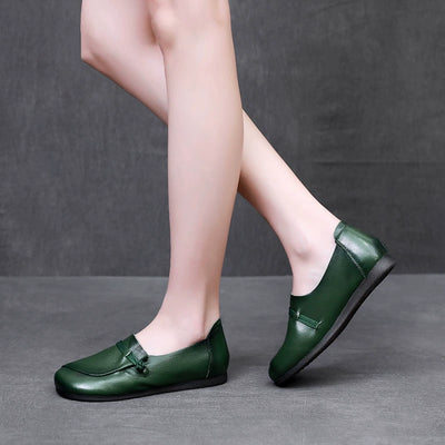 Women Vintage Comfortable Cowhide Soft Sole Daily Wear Flats