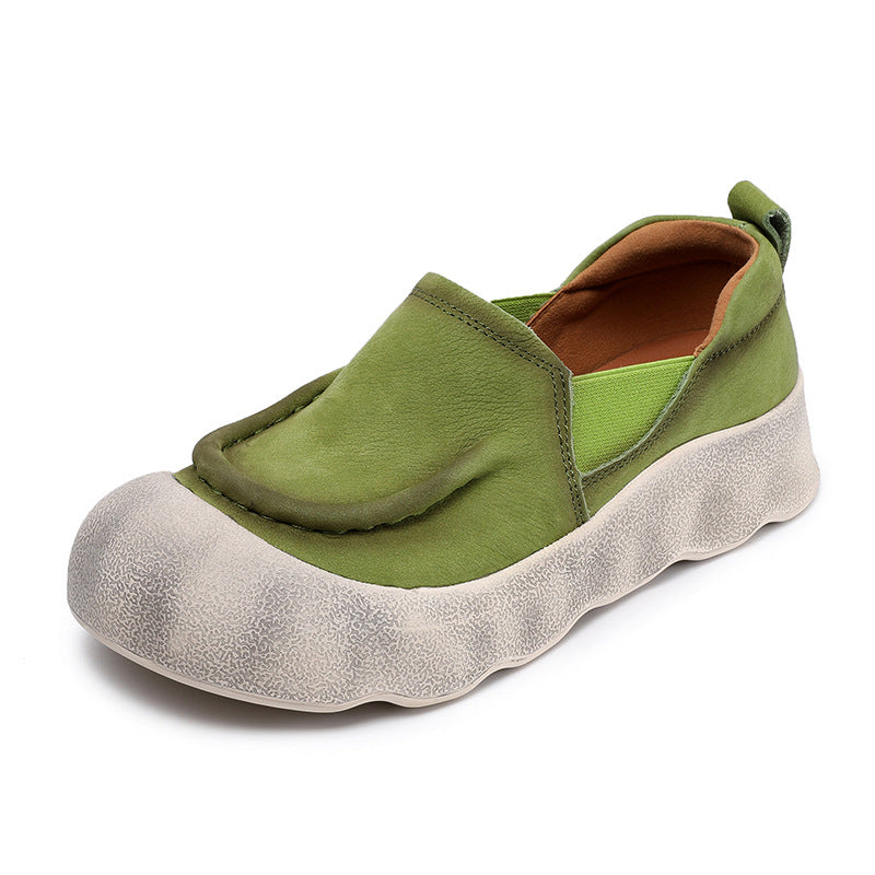 Babakud Retro Casual Leather Soft Sole Slip-Ons Flat Shoes