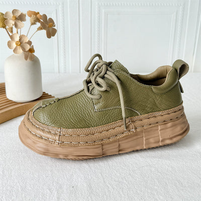 Women Retro Leather Patchwork Platform Casual Boots