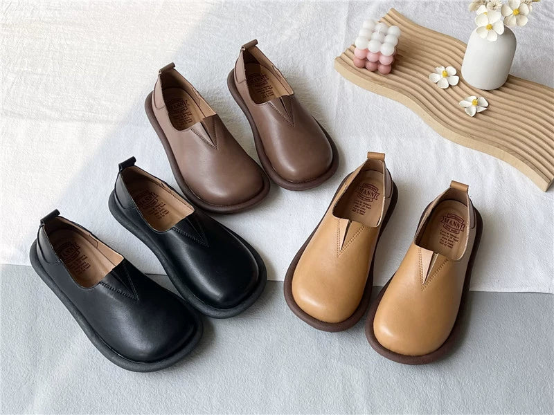 Babakud Retro Top Leather Soft Sole Slip-On Loafers Shoes
