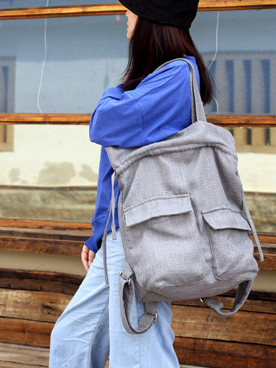 Babakud Vintage Cotton-Linen Large Capacity Shoulder Bag Backpack