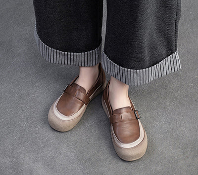 Women Spring Vintage Genuine Leather Flat Slip-On Shoes