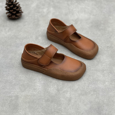 Color Block Square Toe Comfy One-Strap Walking Shoes for Women