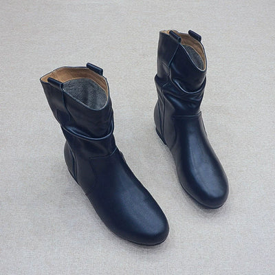 Winter Retro Leather Casual Pointd Toe Fleece-Lined Boots