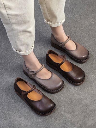 Vintage Top Genuine Leather Shallow Soft Flat Sole Sandals