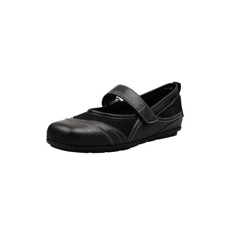 Women Vintage Sheepskin Leather Patchwork One Straped Shoes