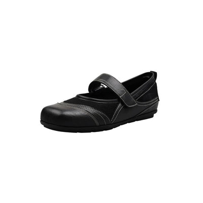 Women Vintage Sheepskin Leather Patchwork One Straped Shoes