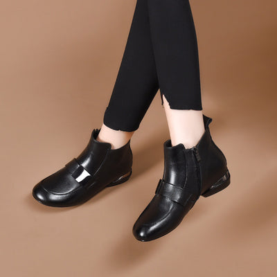 Retro Genuine Leather Soft Sole Versatile Ankle Boots
