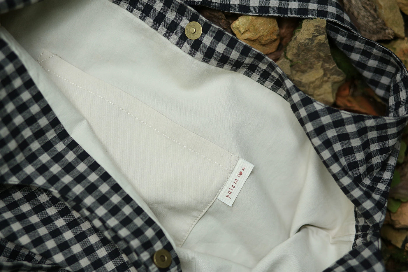 Babakud Handmade Cotton-Linen Plaid Artistic Vintage Tote Bag