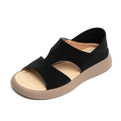 Women Summer Top Leather Casual Cut Out Open Toe Sandals