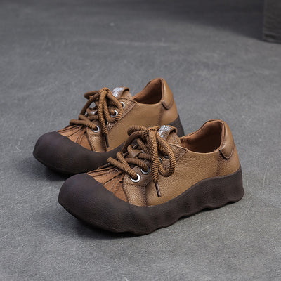 Women Retro Lightweight Lace-Up Suede Patchwork Casual Shoes