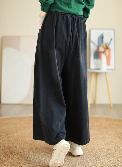 Loose Stylish Casual Buttons Wide Leg Jeans for Women