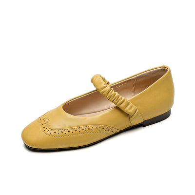 Genuine Leather Vintage Elastic One Straped Soft Sole Shoes