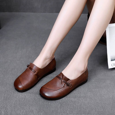 Women Vintage Comfortable Cowhide Soft Sole Daily Wear Flats